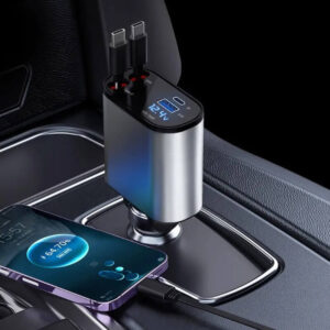 Мощное автомобильное зарядное устройство для телефона мощностью 100 Вт с двумя проводами USB USB-C и вольтметром Užsisakykite Trendai.lt 17