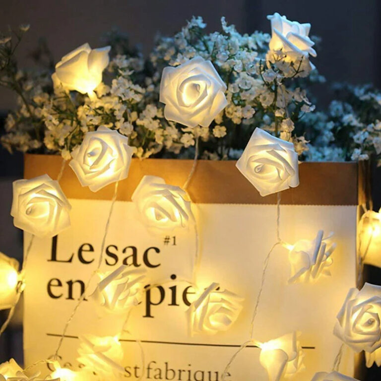Романтическая световая гирлянда из лампочек в форме колец-роз. Užsisakykite Trendai.lt 13