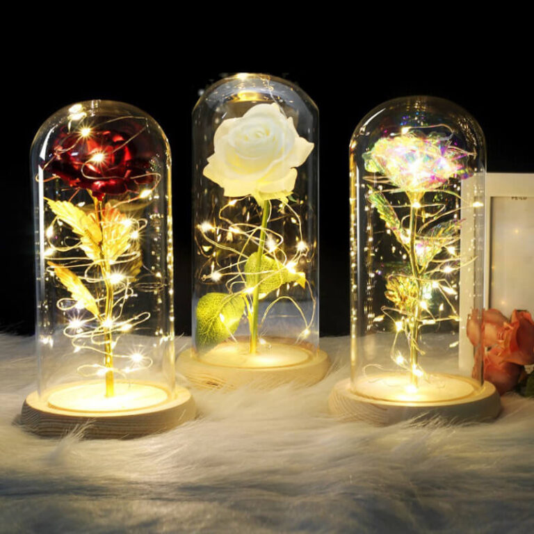 Светящаяся роза в стеклянной декоративной лампе Užsisakykite Trendai.lt 4