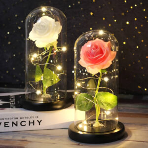 Светящаяся роза в стеклянной декоративной лампе Užsisakykite Trendai.lt 21