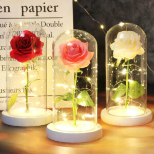 Светящаяся роза в стеклянной декоративной лампе Užsisakykite Trendai.lt 20