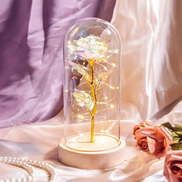 Светящаяся роза в стеклянной декоративной лампе Užsisakykite Trendai.lt 16