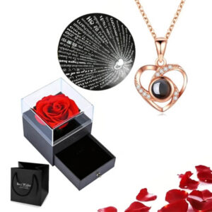 Шкатулка для драгоценностей с розой и ожерельем со словом «Любовь на 100 языках» Užsisakykite Trendai.lt 12
