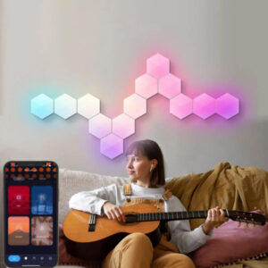 Умный шестигранный светодиодный настенный светильник RGB с возможностью подключения и управлением через приложение Užsisakykite Trendai.lt 18