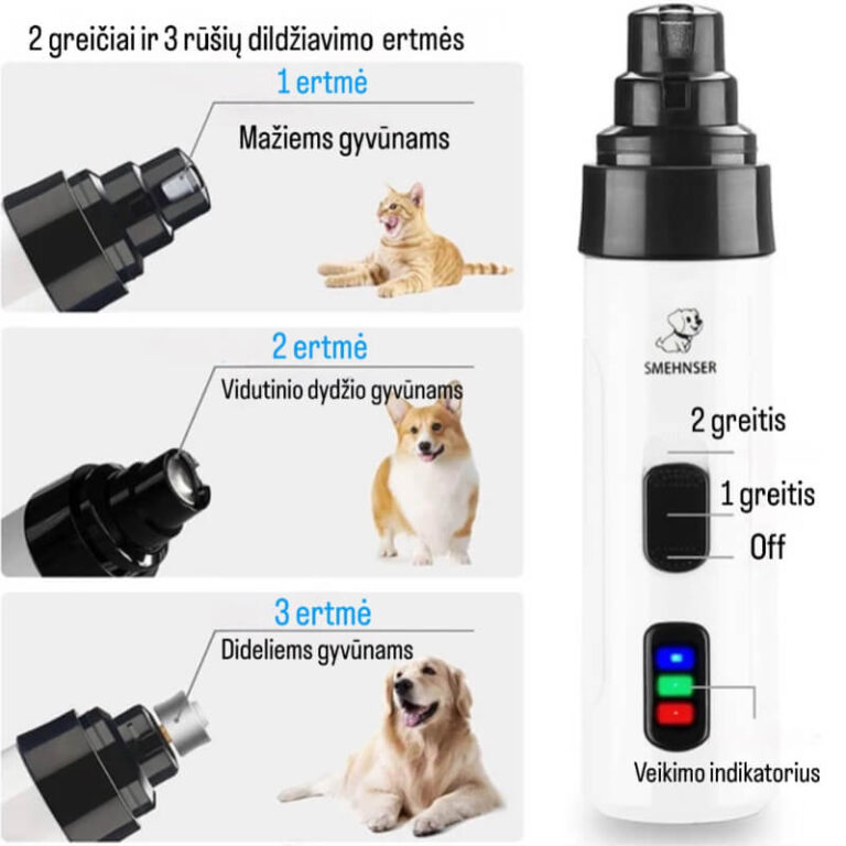 Электрическая перезаряжаемая шлифовальная машинка для ногтей для домашних животных Užsisakykite Trendai.lt 8